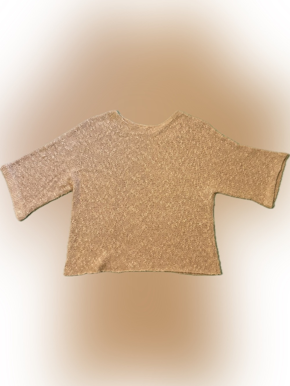 Tan light weight sweater, mid length sleeves